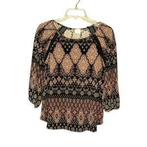 Vintage Dress Barn Patterned Casual Blouse Petite Small